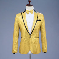 Pink Sequin One Button Dress Blazers 2022 Brand New Nightclub Prom Men Suit Jacket Wedding Stage Singer Costume (Bowtie Include)