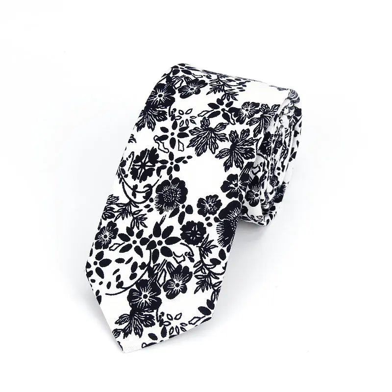 Brand New 100% Cotton Men's Paisley Print Neck Ties For Men Necktie Narrow Slim Skinny Cravate Narrow Flower Neckties Corbatas