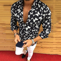 New Men&#39;s Fashion Casual Printed Shirts Slim Fit Male Social Business Dress Long Sleeved Tops Blouse Botton Autumn Clothing 2021