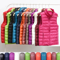 New Women Sleeveless Women's Ultra Light Down Vests Slim Jacket Girl Gilet Lightweight Windproof Warm Waistcoat Portable