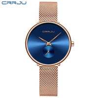 CRRJU Fashion Women Watch Luxury Casual Simple Ladies Daily Dress Mesh Wristwatch Minimalist Waterproof Quartz Female Clock