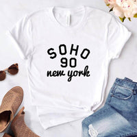 Women's t-shirt New York Soho alphabet cotton funny T-shirt ladies Top Tee fashionable Harajuku top T-shirt