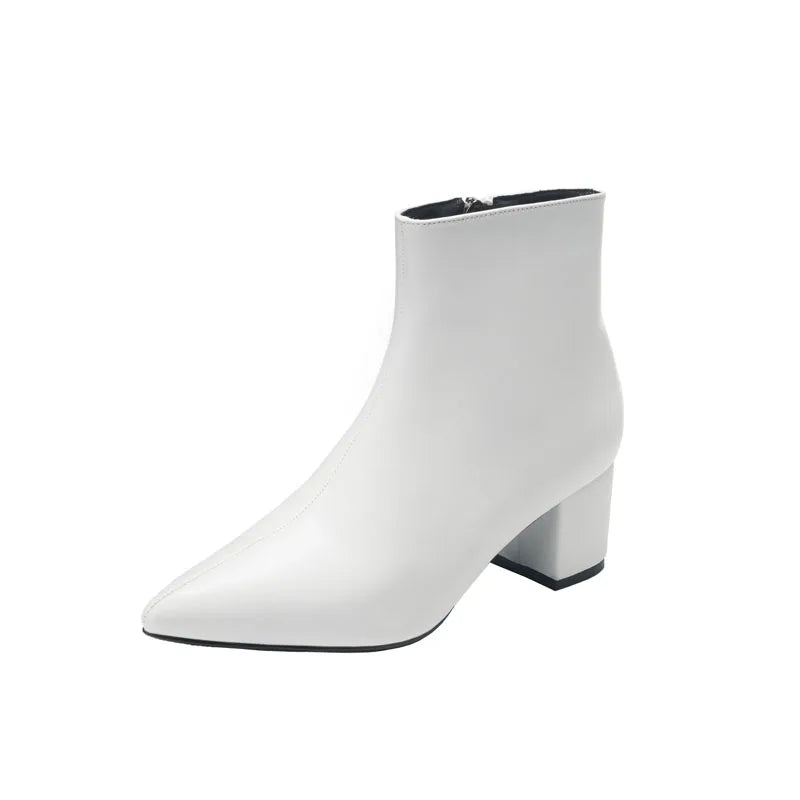 Women's Shoes Spring and Autumn Women's Shoes 2019 New Summer  Shoes Thick Heel High heel White Boots.