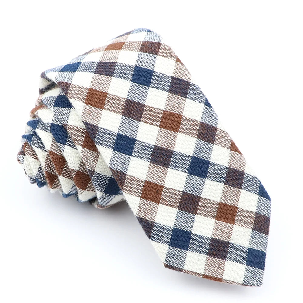 Fashion Plaid Tie For Men Women Colorful Skinny Cotton Necktie For Wedding Bussiness Casual Man's Neckties Suits Flower Cravat