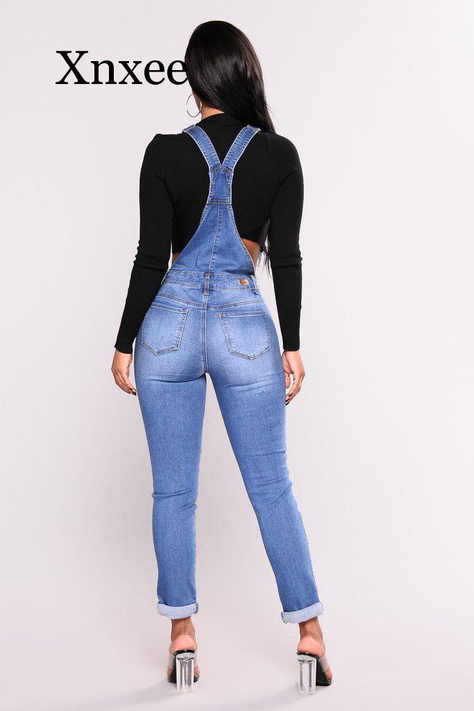 Jeans Woman Denim Women&#39;s Overalls Ripped Jeans for Women High Waist Jumpsuits Stretch Pants Female Jumper Trousers blue vintage