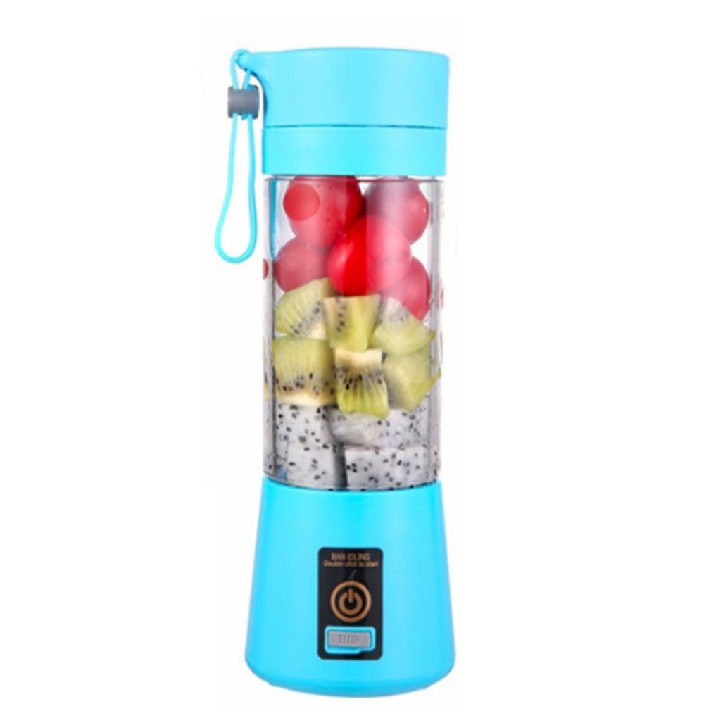 1pc Blue/Pink Portable Small Electric Juicer Stainless Steel Blade Cup  Juicer Fruit Automatic Smoothie Blender