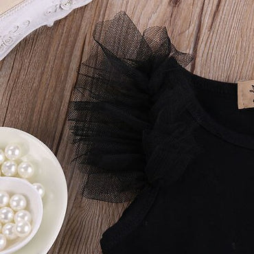 NEW 2020 Newborn Baby Girls Bodysuits Fashion Embroidered Lace My Little Black Dress Letter infant Baby Bodysuit Baby Clothes