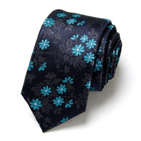 Brand 100% Silk New Men's Tie 7.5cm Blue Necktie Green & Orange Silk Gravatas For Men Paisley Floral Fit Wedding Workplace Slim