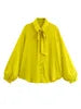 ZAJIA 2025 Spring New Women's Casual Long Sleeve Lapel Shirt Bow Decorative Button Fastening Fashion Simple