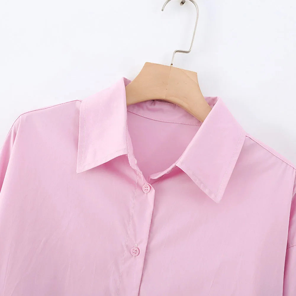 PB&ZA Women 2026 Spring New Fashion Cotton Lapel Poplin Loose Blouses Vintage Long Sleeve Female Shirts Blusas Chic Tops