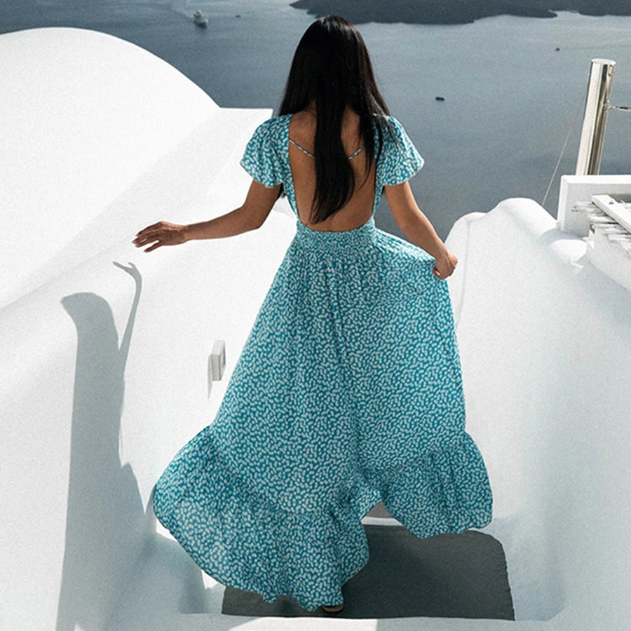 TEELYNN sexy backless maxi dress Summer 2020 cotton blue Floral Print Mega Mart Center TEELYNN sexy backless maxi dress Summer 2020 cotton blue Floral Print Mega Mart Center