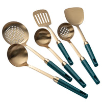 New Stainless Steel Kitchenware Set Emerald Gold-plated Pot Shovel Spoon Cooking Utensils Light and Extravagant Cooking Utensils