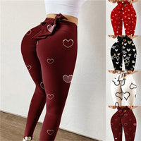 High Waist Yoga Pants Women Fitness Sport Leggings Heart Printed Elastic Gym Tights Running Trousers Hip-lifting Sports Leggings