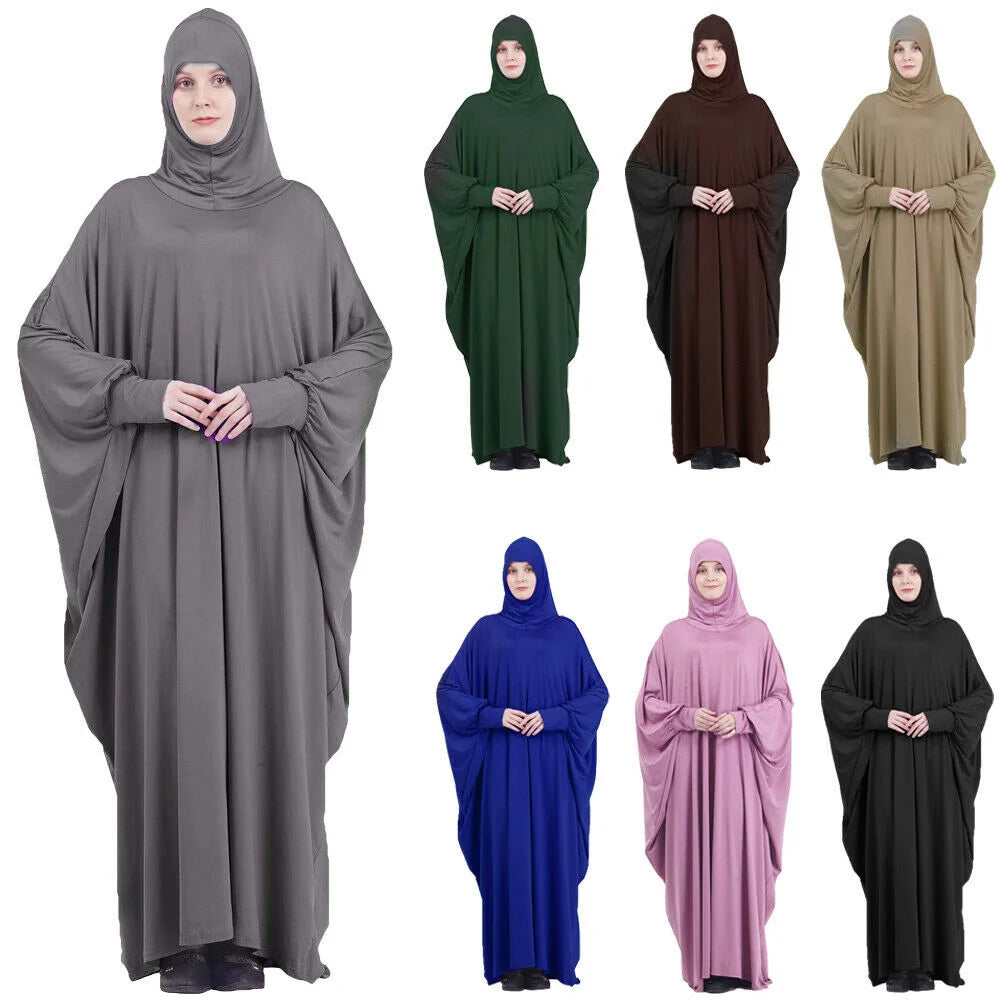 Dromiya Muslim Women Full Cover Prayer Garment Hijab Long Maxi Dress Abaya Kaftan Robe Overhead Arab Middle East Maxi Gown Islam