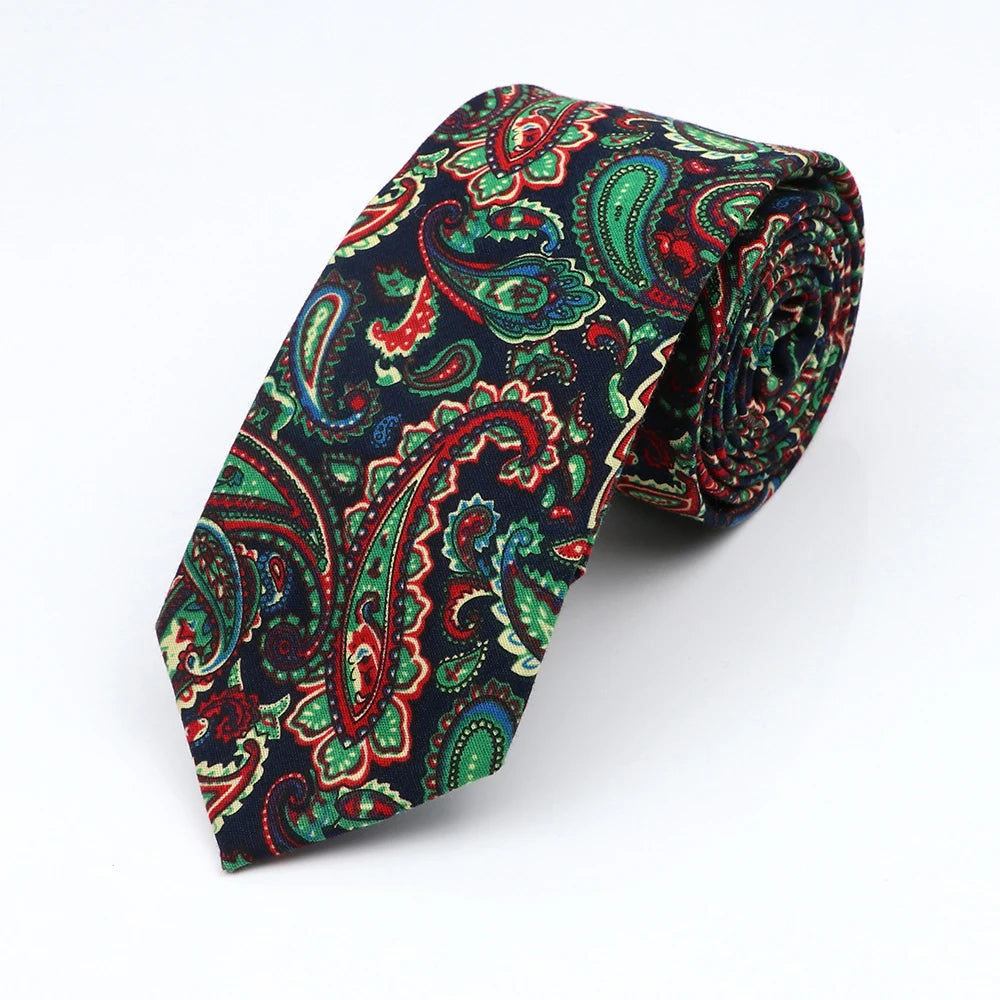 New Floral Elegant Tie For Men Women 100% Cotton Beautiful Flower Paisley Necktie Narrow Skinny Cravat Wedding Casual Corbatas