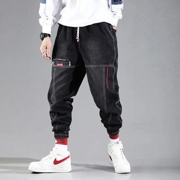 2023 New Streetwear Hip Hop Cargo Pants Men's Jeans Elastic Harun Joggers In Autumn and Spring Men ClothIng