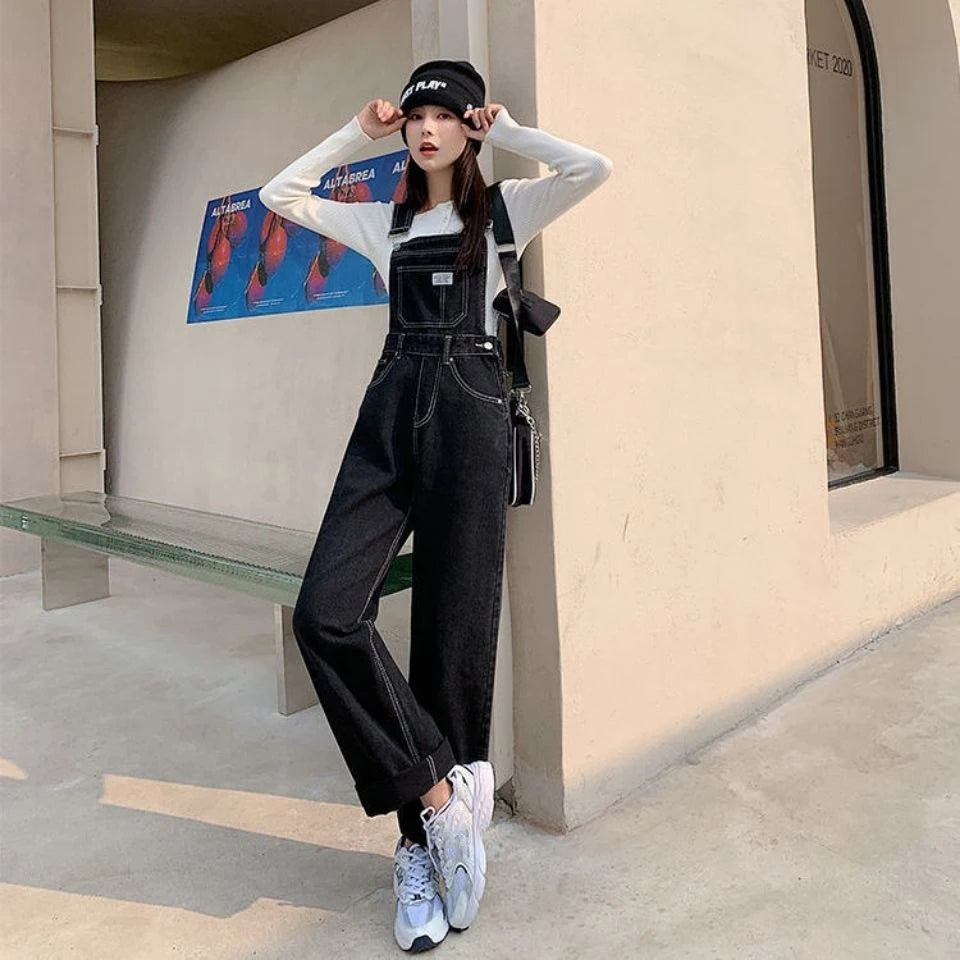 Jeans Bib Pants Women's Crotch Convenient Pants Double-headed Invisible Zipper Large Version Loose Slim Sex Pants Wide Leg Pants