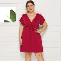 2022 Summer Oversized Dress Women Sundress Big Size Party Dress Ladies V-neck Casual Plus Size Dress For Women 3XL 4XL