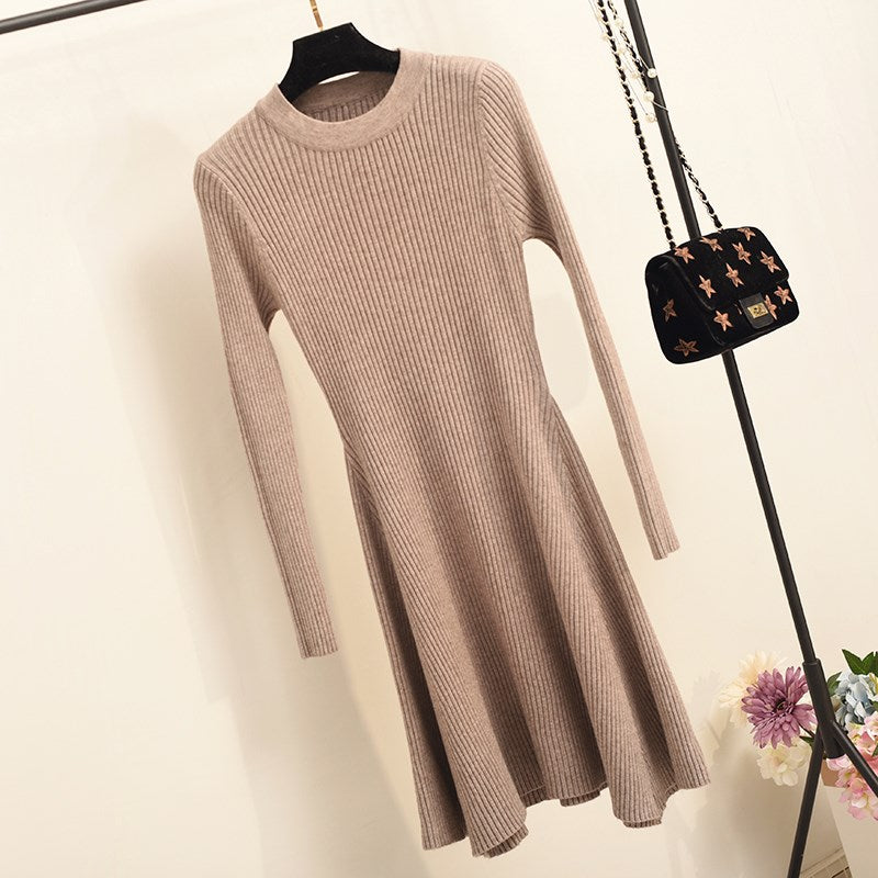 Women Long Sleeve Sweater Dress Women&#39;s Irregular Hem Casual Autumn Winter Dress Women O-neck A Line Short Mini Knitted Dresses