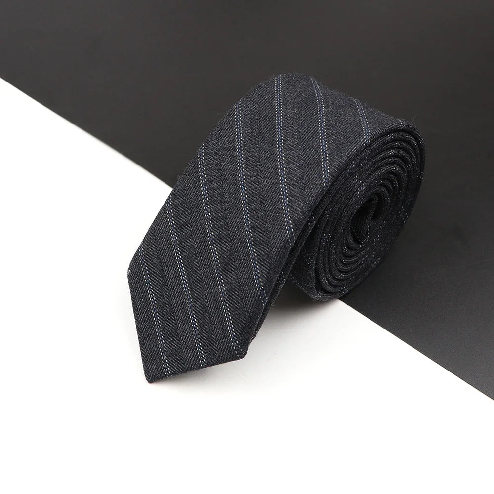High Quality Classical Color Black Grey Skinny 100% Wool Tie Men Necktie For Business Meeting Fashion Shirt Dress Accessories