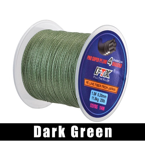 FTK 114M PE Braided Wire Fishing Line 125Yards 4 Strands 0.10mm-0.40mm 8LB-60LB Japan Incredibly Strong Multifilament Fiber Line