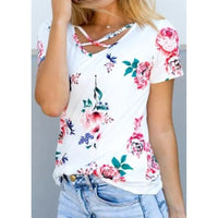 Women Summer Short Sleeve Floral Shirt Blouse Tops Loose Shirt Casual Tee TOP Ladies Womens Flower Print Blouses Clothing