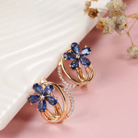 585 Rose Gold Earrings Spain Embossed Vintage Pattern Piercing Pendiente Micro CZ Zircons Light Luxury Party Summer Fine Jewelry