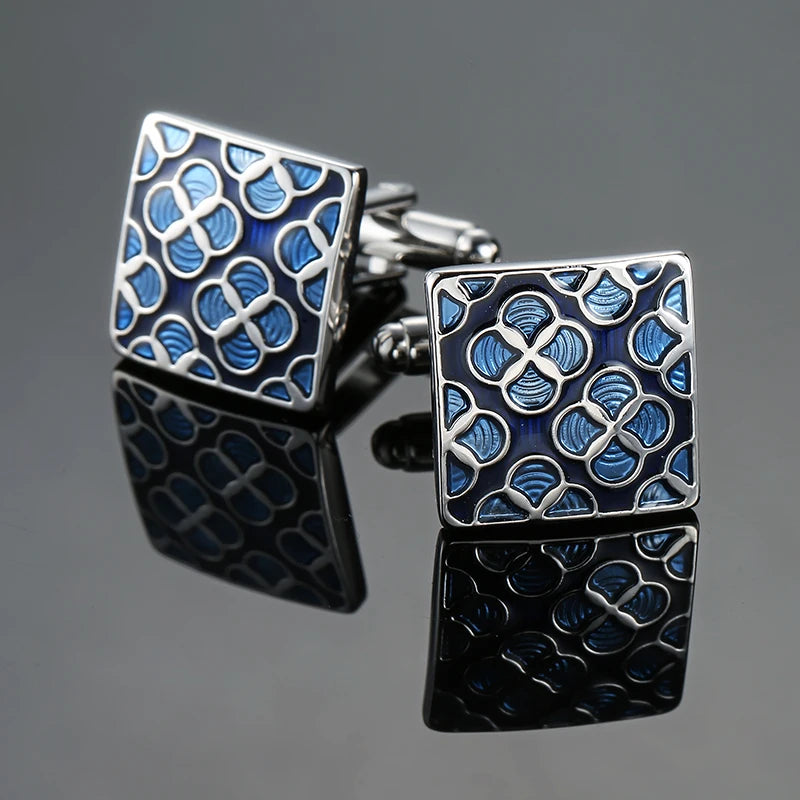 Classic French shirt Cufflinks High quality hand painted red blue black enamel button metal men's clothing accessories jewelry