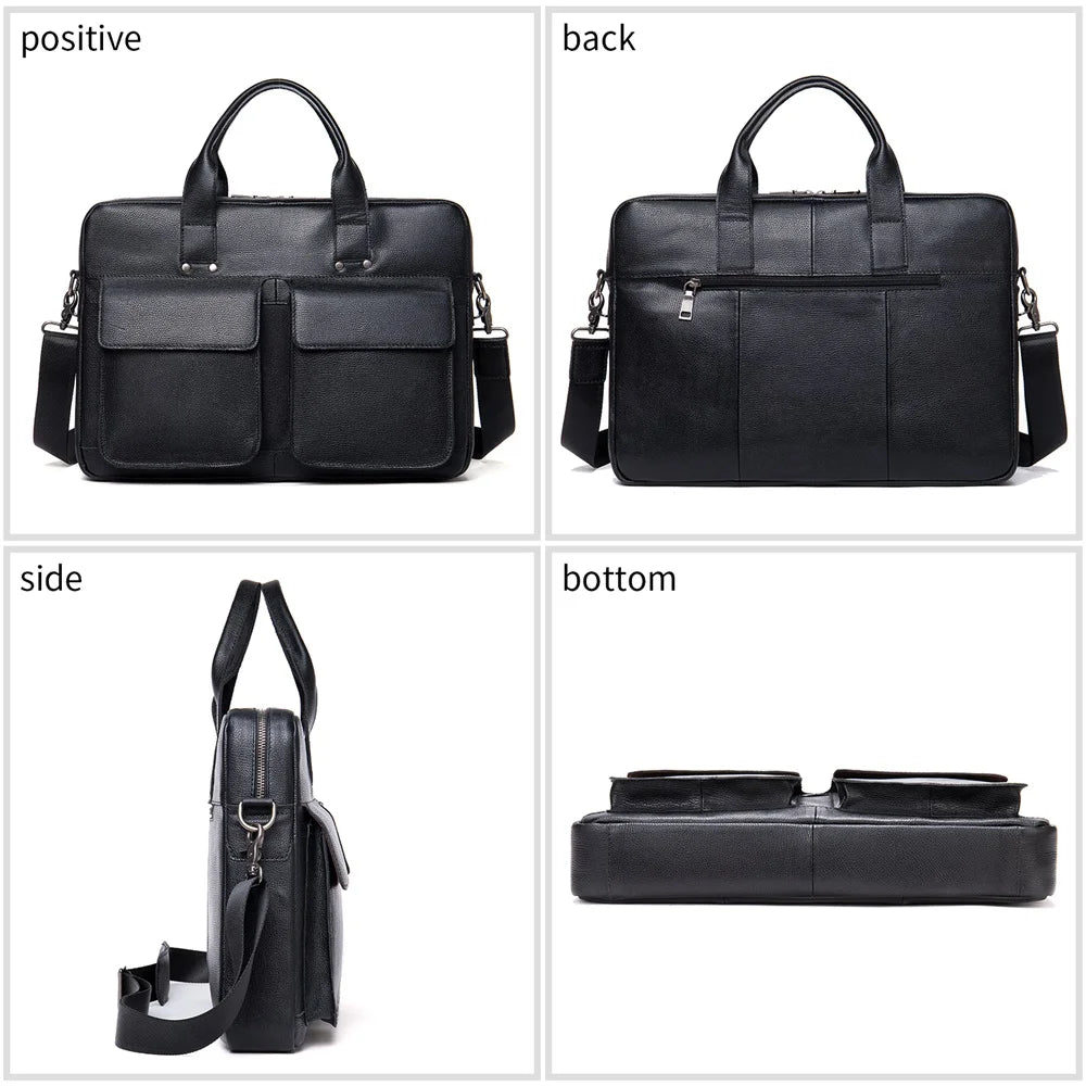 WESTAL 100% Leather Laptop Bag 15.6 Men&#39;s Briefcases Genuine Leather Shoulder Bag for Men Handbags Designer Bags for Document A4