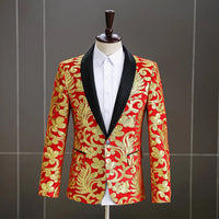 Men's Velvet Sequin Slim Suit Jacket Banquet Dress Wedding Performance Clothes 1 Piece Adults Knitted Mens Suits Plus Size Men's