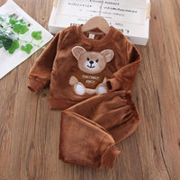 Baby Boys And Girls Clothing Set Tricken Fleece Children Hooded Outerwear Tops Pants 3PCS Outfits