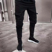 Slim Fit Straight Leg Custom Denim Jeans Men's Pencil Pants Fit Slim Skinny Solid Color Zipper Pockets Men Fashion Casual Jeans