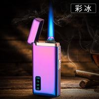 New Windproof Metal USB Lighter Torch Turbo Lighter Jet Dual Arc LED Lighter Gas Chargeable Electric Butane Pipe Cigar Lighter