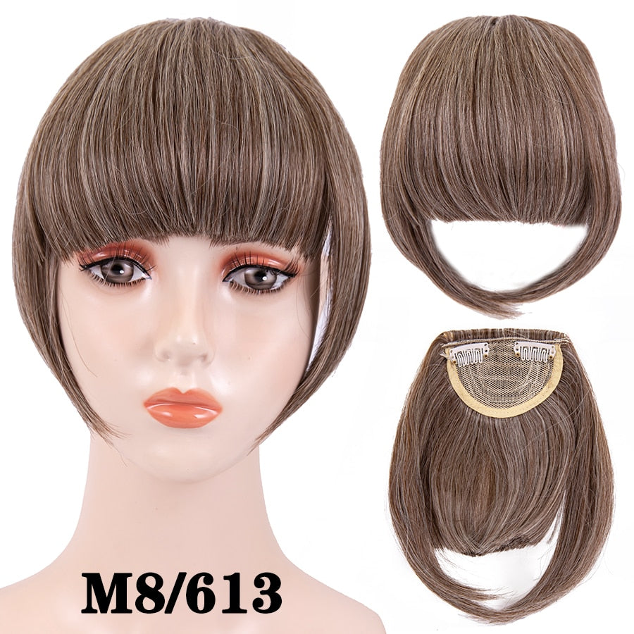 Leeons Short Synthetic Bangs Heat Resistant Hairpieces Hair Women Natural Short Fake Hair Bangs Hair Clips For Extensions Black