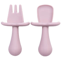 2Pcs/Set BPA Free Silicone Mini Fork Spoon Baby Learning Feeding Solid Food Children's Tableware Training Utensils For Newborn