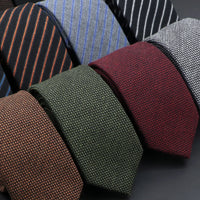 Original High Quality Solid Cotton Handmade Wool Ties Men Necktie Striped Narrow Collar Slim Cashmere Casual Tie Accessories