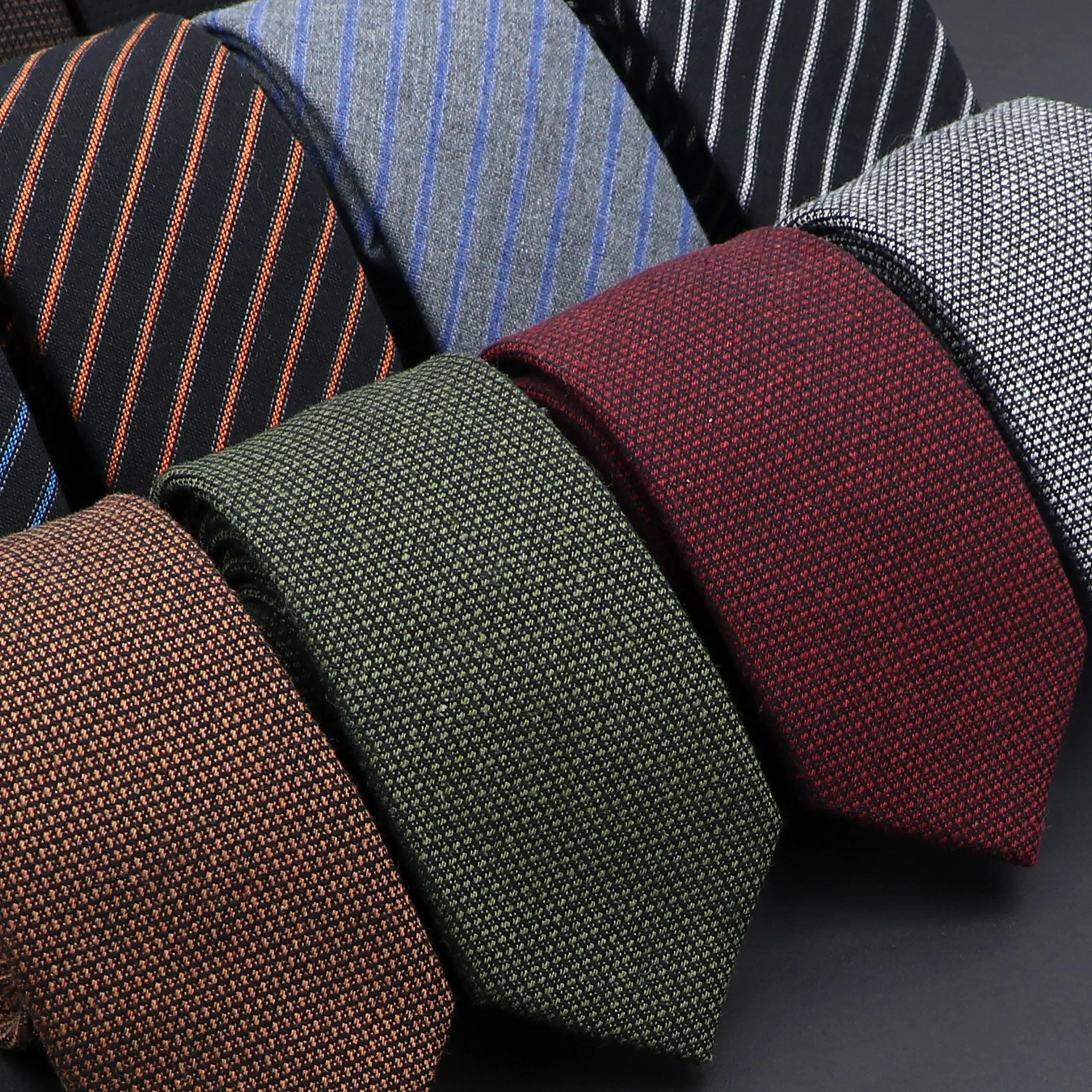 Original High Quality Solid Cotton Handmade Wool Ties Men Necktie Striped Narrow Collar Slim Cashmere Casual Tie Accessories