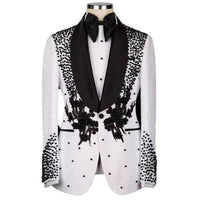 Black Beads Mens Wedding Tuxedos Ceremony Formal Groom Wear Party Birthday Pants Suits 2 Pieces Costume Marriage MS659