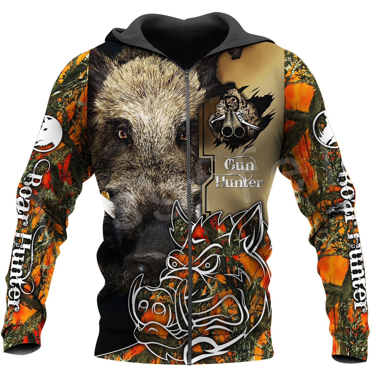 Tessffel Newest Boar Hunter Animal Hunting Camo Tattoo 3DPrint Pullover Newfashion streetwear Zip/Sweatshirts/Hoodies/Jacket N-7