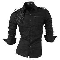 Jeansian Men&#39;s Casual Dress Shirts Fashion Desinger Stylish Long Sleeve 8371 Black2