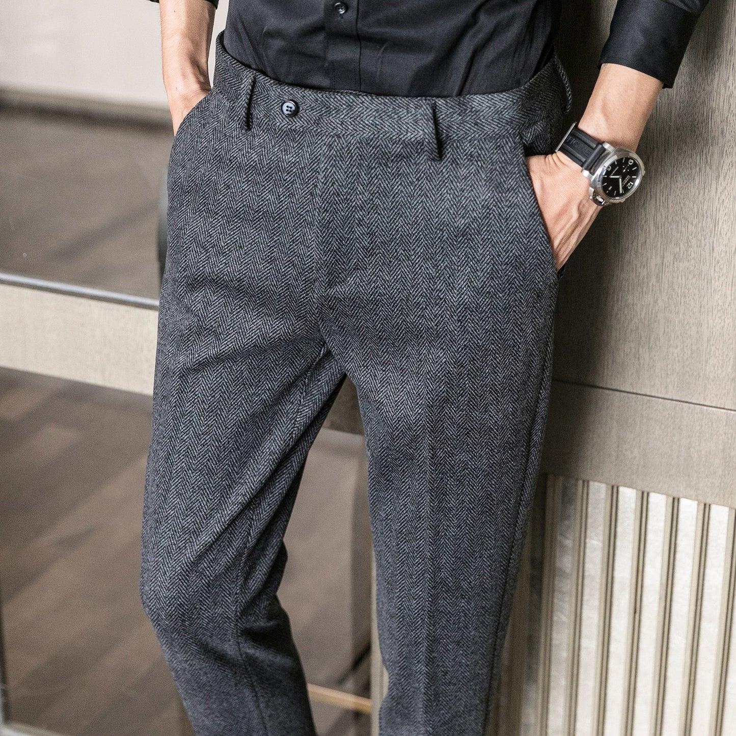 ICPANS Woolen Office Suit Pants Men Slim British Style Wool Business Formal Dress Trousers 2020