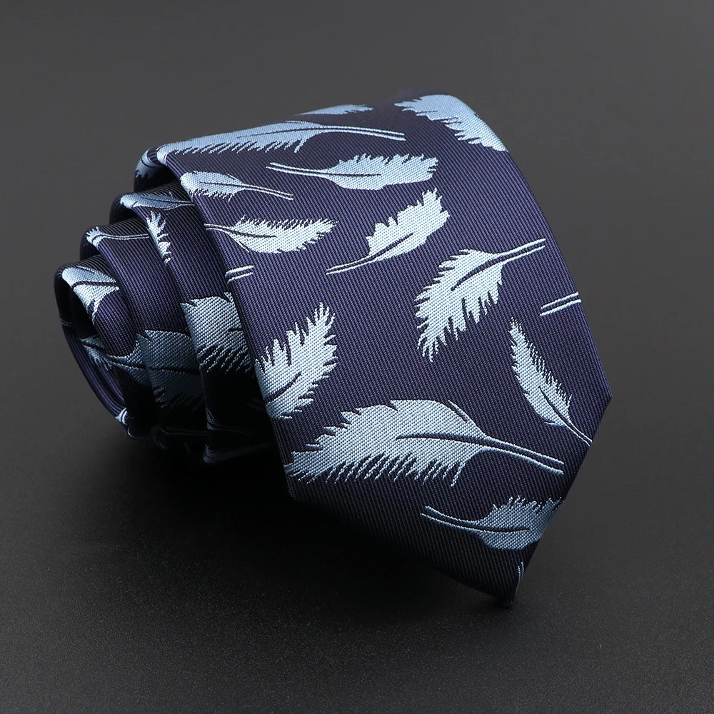Novelty Men's Tie Floral Feather Elk Geometric Patten Red Blue Neckties Leisure Business Daily Wear Cravat Wedding Party Gift