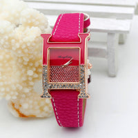 Casual Female Square Shaped WristWatch Leather Paint Rhinestone Designer Ladies Clock Women Dress Luxury Quartz Crystal Watch