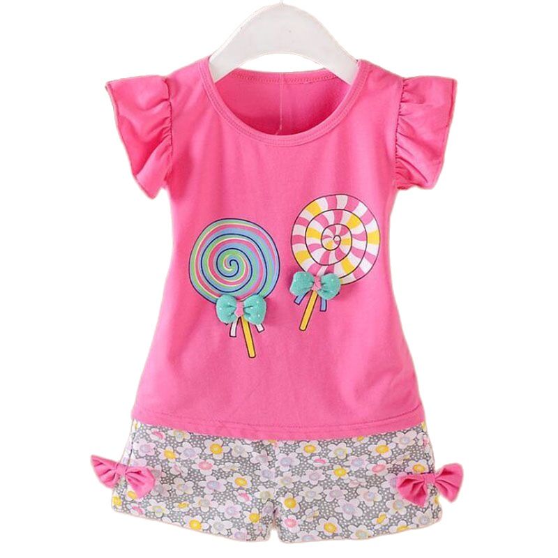 Cute Summer Baby Girls Outfits Cotton T-shirt and Short Pants Two Piece Set for Girl Princess Clothes Suit Children Clothing