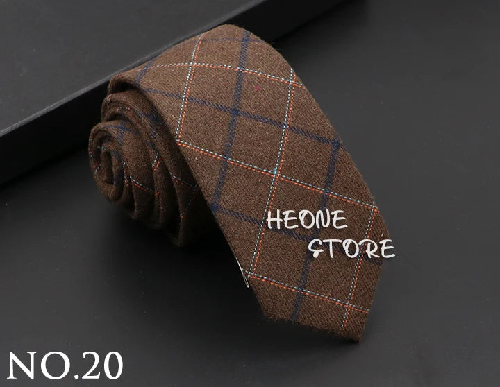 Mens Classic Cotton Ties High Quality Handmade Skinny 6CM Neck Tie Plaid Solid Color Striped Narrow Business Shirt Accessories