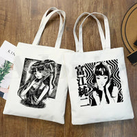 Japan Manga Junji Ito Tomie Shintaro Kago Graphic Hipster Cartoon Print Shopping Bags Girls Fashion Casual Pacakge Hand Bag