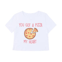 OMSJ 2020 Women Two Piece Set Summer Short Sleeve Crop Top and Shorts Pizza Pattern Print Matching Suit Lady Lounge Wear Outfits