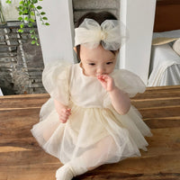 Dibeberabbit Lace Girls Dress Newborn Baby Girls Romper Dress Princess Christening Gown Girls Clothes For 1st Birthday Party