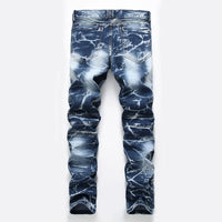 Men’s High Quality Moto&Biker Jeans,Classic Black&Blue Color Elastic Jeans pants,Slim-fit Long Jeans,Youth Must;