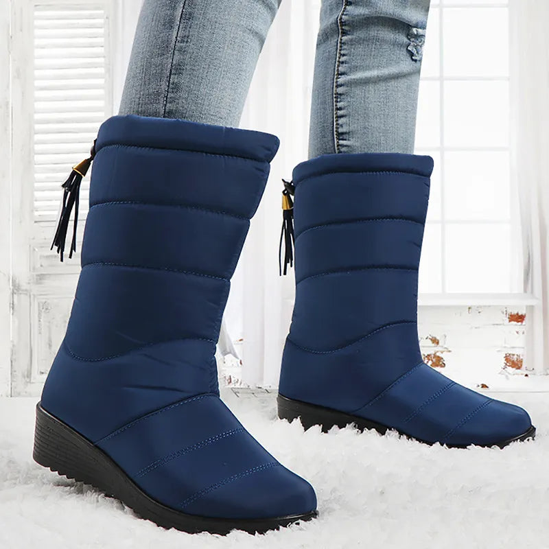 Winter Women Boots Ankle Boots Down Snow Boots Waterproof Tassel Winter Shoes Women Warm Fur Black Boots Female Botas Mujer